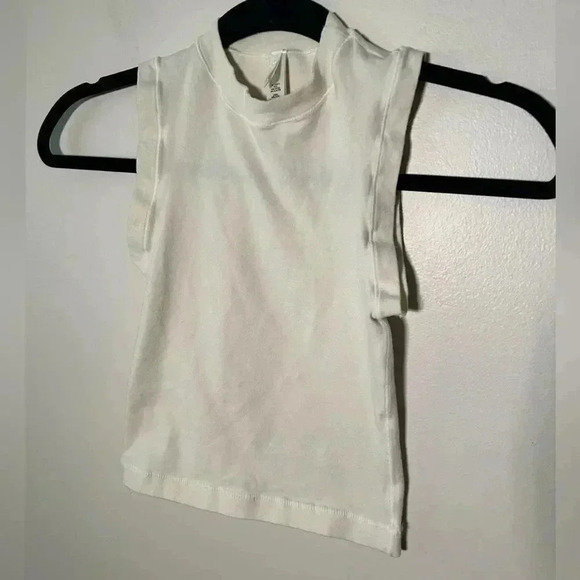 Skims Off-White Cotton Jersey Mock Neck Tank Top XXS - Picture 3 of 5